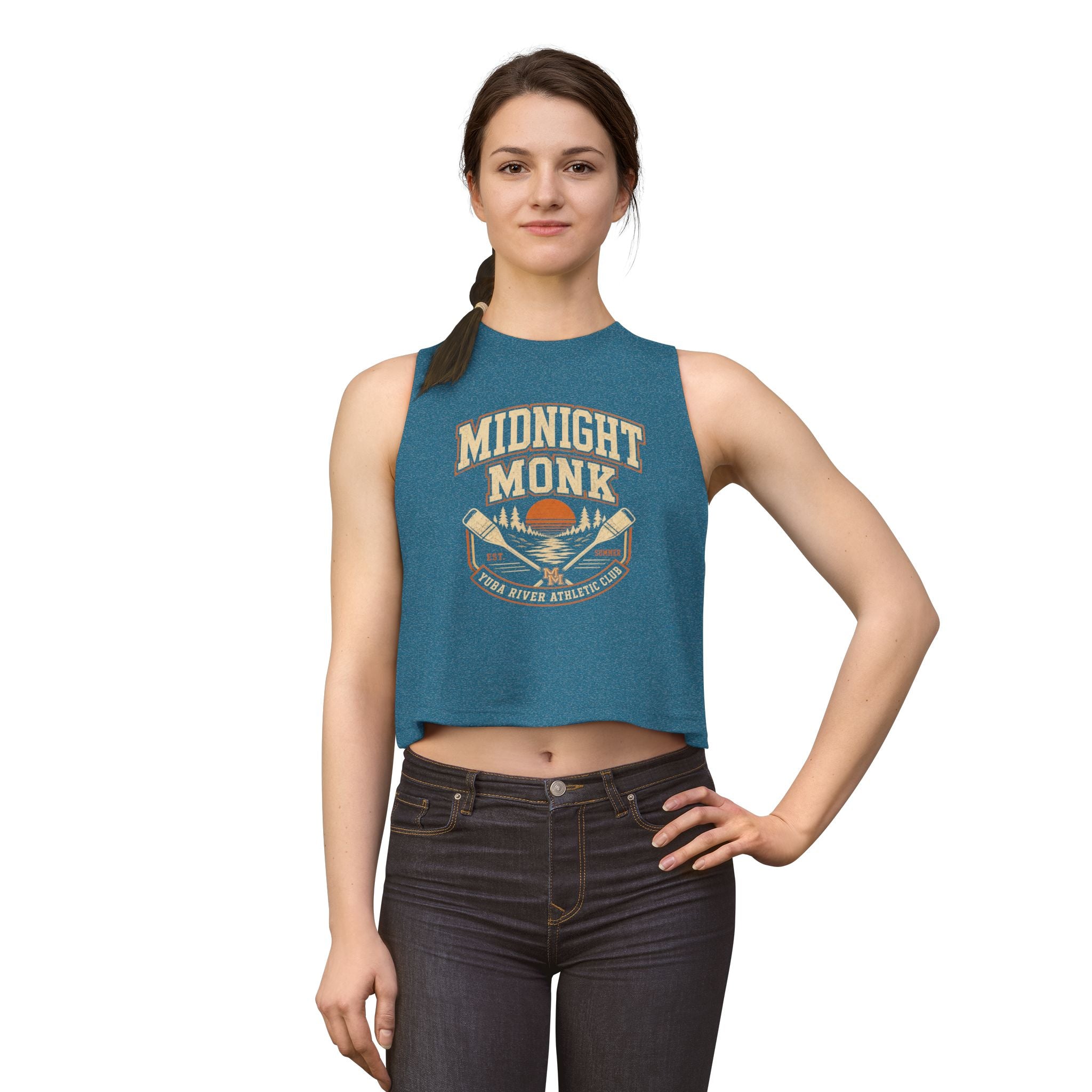 Midnight Monk river paddle vintage graphic athletic crop top, Friar Tuck’s Nevada City (image 8 of 12)