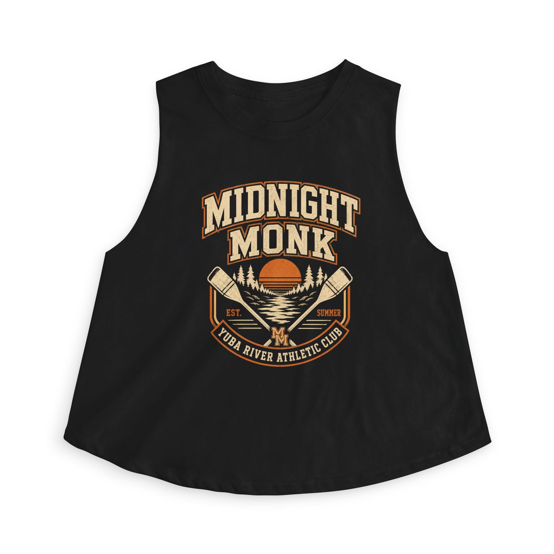 Midnight Monk Athletic Crop Top | River Paddle Vintage Graphic