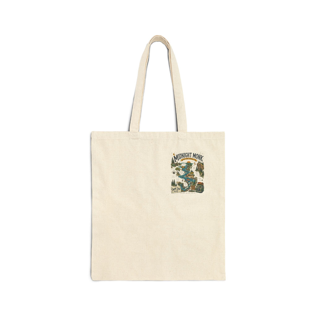 Midnight Monk Swim Spot Guide canvas tote bag, South Yuba River map print, Friar Tuck’s (image 2 of 4)