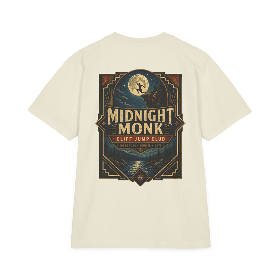 Midnight Monk Cliff Jump Club T-Shirt | Garment-Dyed Drop Shoulder River Tee