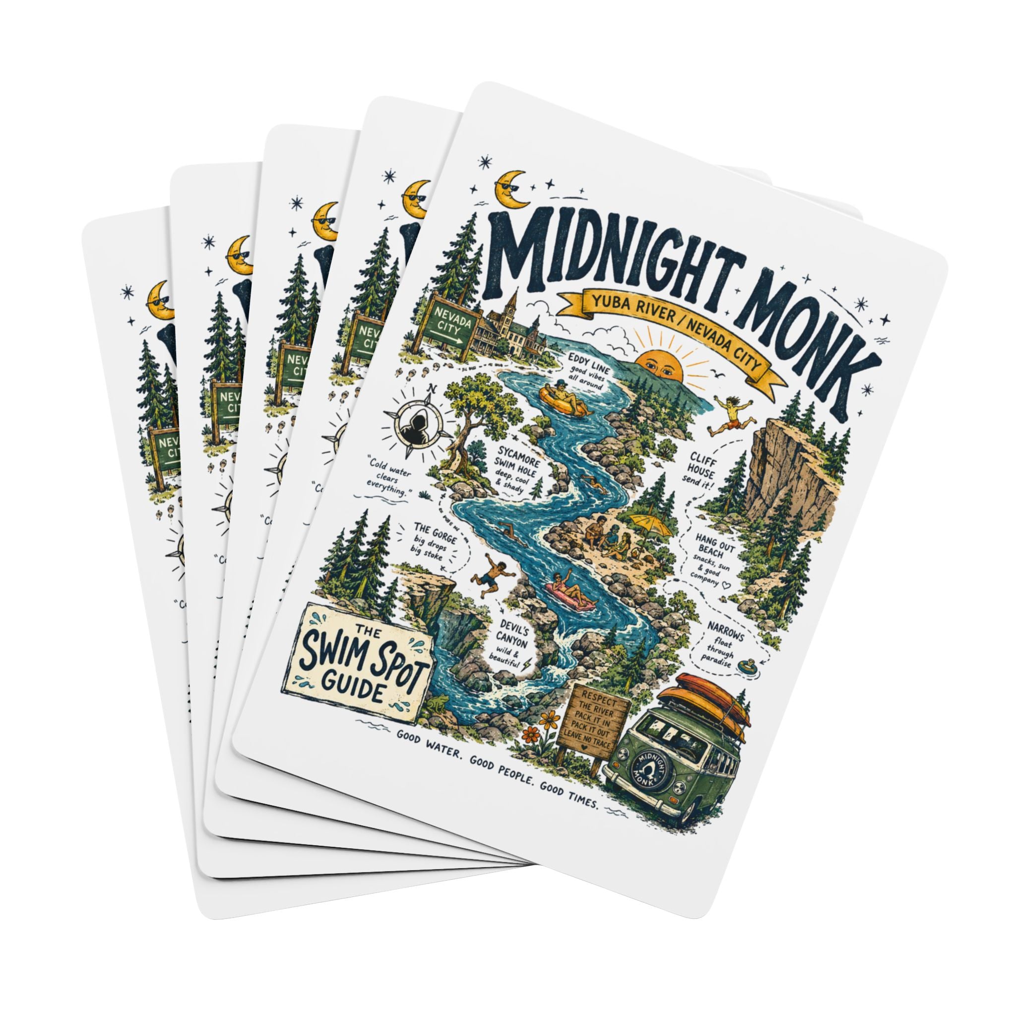 Midnight Monk Swim Spot Guide playing cards, river camping poker deck, Friar Tuck’s (image 1 of 3)
