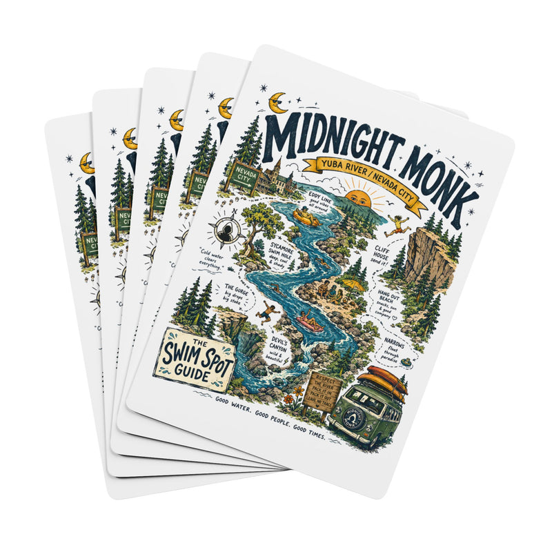 Midnight Monk Swim Spot Guide Playing Cards | River Camping Poker Deck