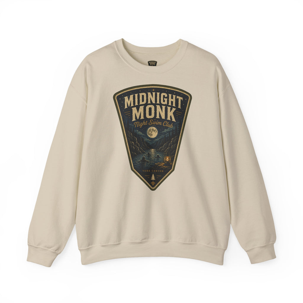 Midnight Monk Night Swim Club vintage Yuba Canyon crewneck sweatshirt, Friar Tuck’s Nevada City (image 1 of 6)