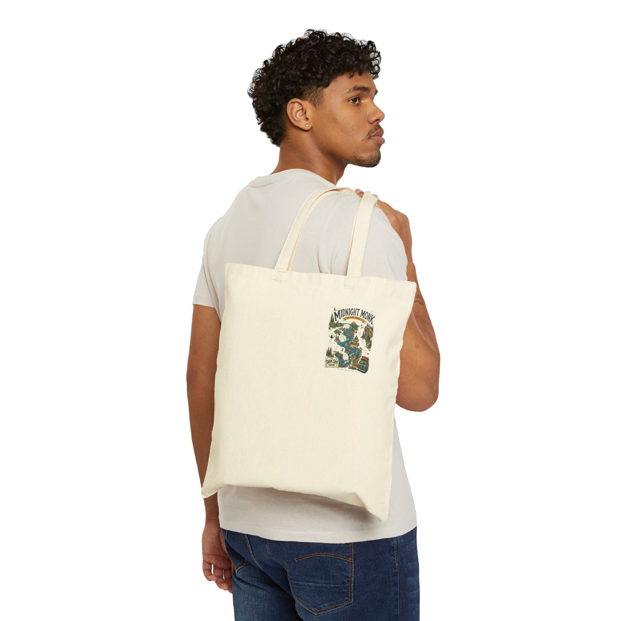 Midnight Monk Swim Spot Guide canvas tote bag, South Yuba River map print, Friar Tuck’s (image 4 of 4)