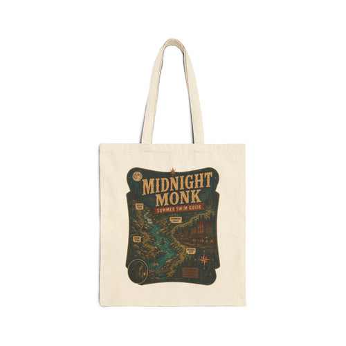 Midnight Monk Summer Swim Guide cotton canvas river tote bag, South Yuba River, Friar Tuck’s (image 1 of 8)