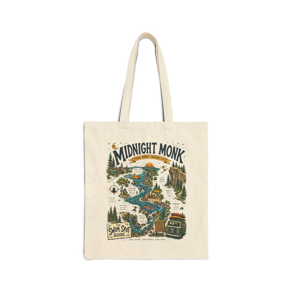Midnight Monk Swim Spot Guide Tote Bag | South Yuba River Canvas Tote