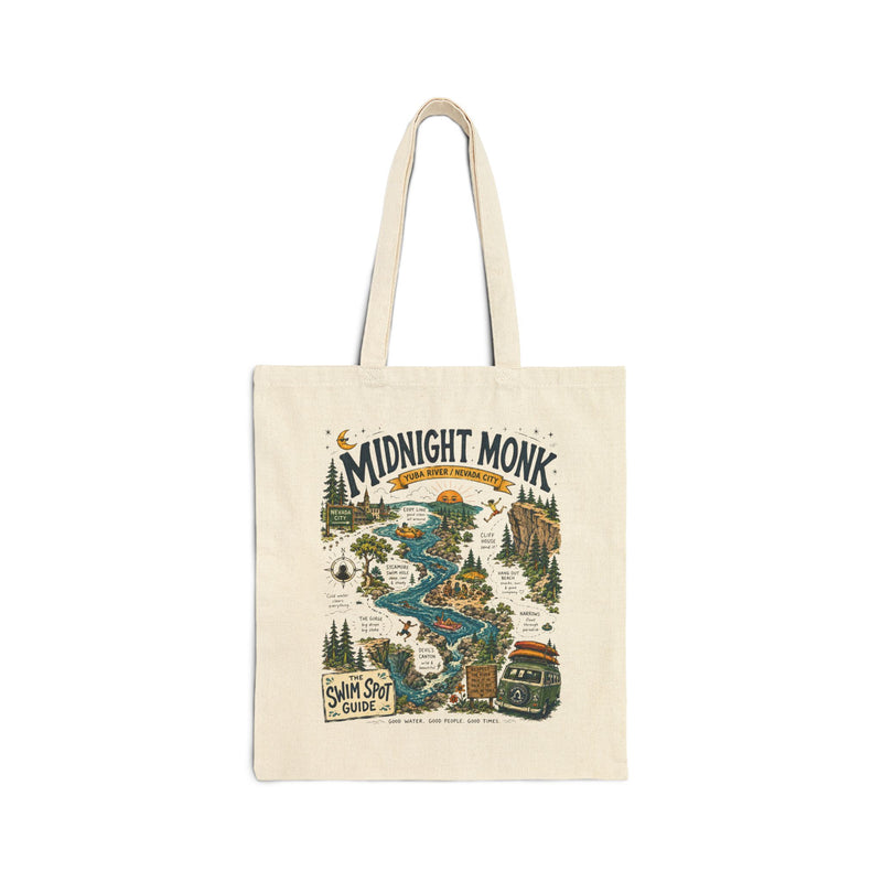 Midnight Monk Swim Spot Guide Tote Bag | South Yuba River Canvas Tote