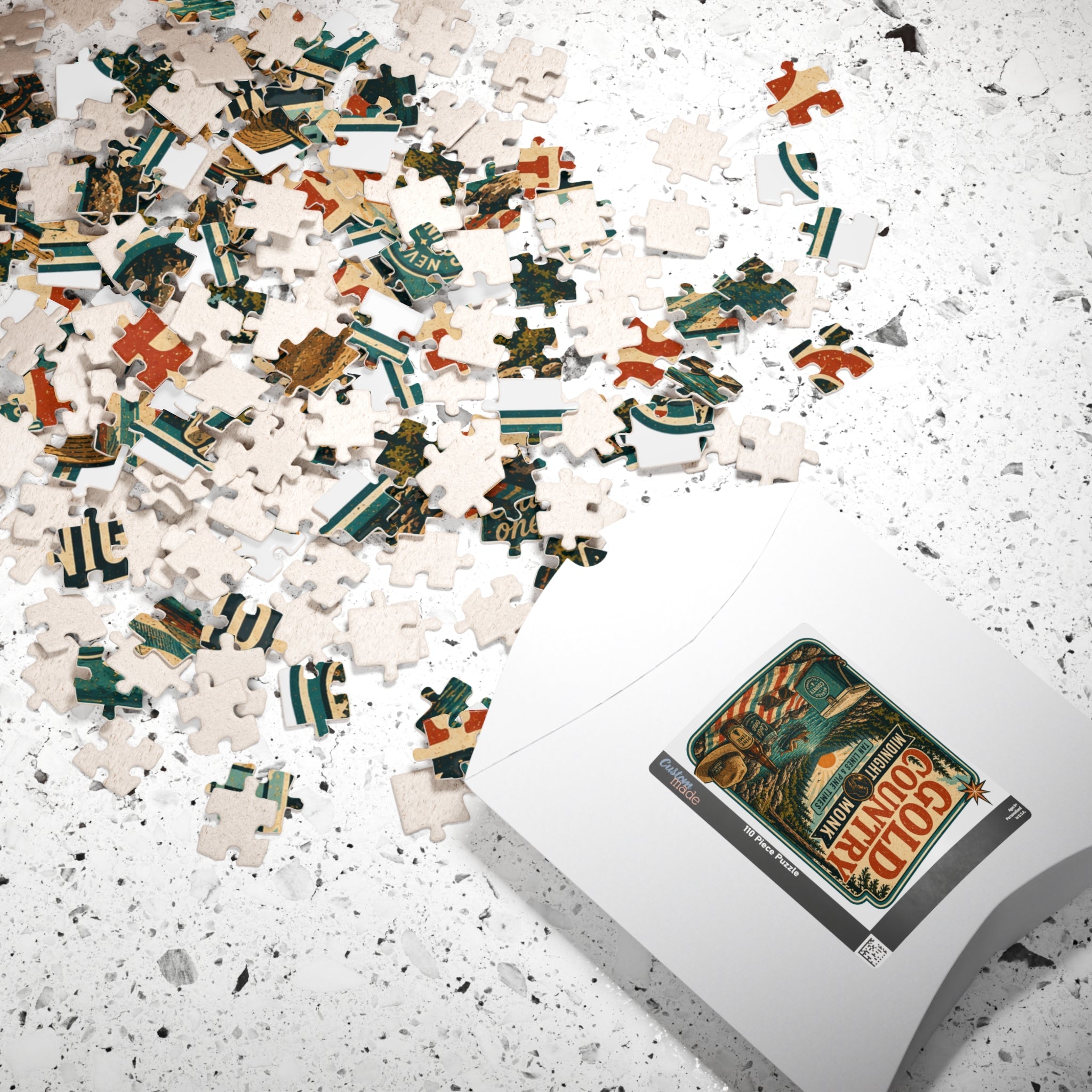 Gold Country vintage poster jigsaw puzzle, retro camping scene, Friar Tuck’s Nevada City (image 1 of 4)