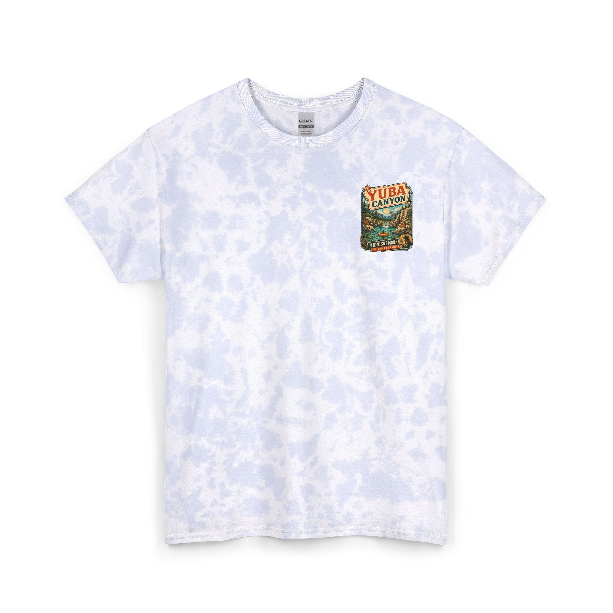Yuba Canyon landscape tie-dye cotton tee, Midnight Monk line at Friar Tuck’s Nevada City (image 2 of 3)