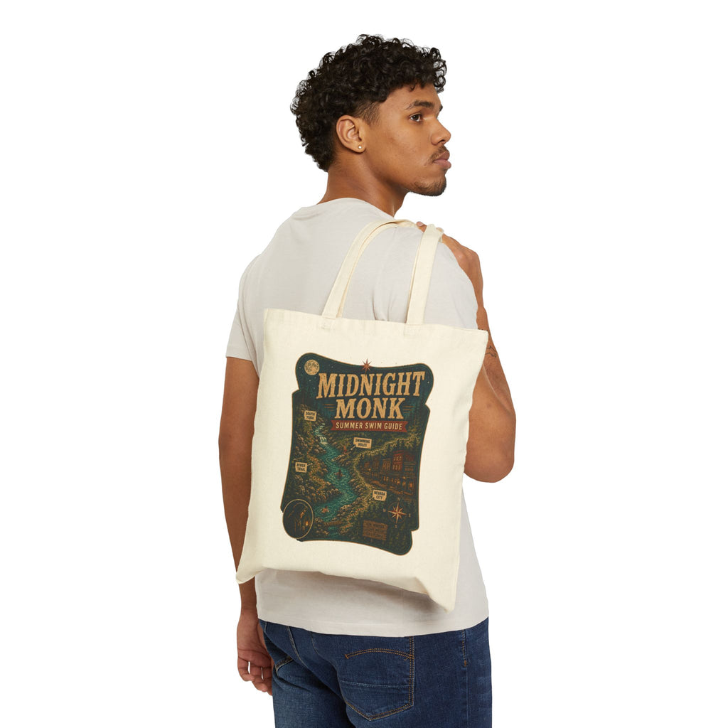 Midnight Monk Summer Swim Guide cotton canvas river tote bag, South Yuba River, Friar Tuck’s (image 4 of 8)